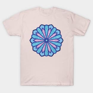 Blue flower mandala art T-Shirt